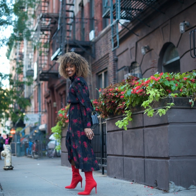 And other stories maxi dress and ego fiona red sock boots