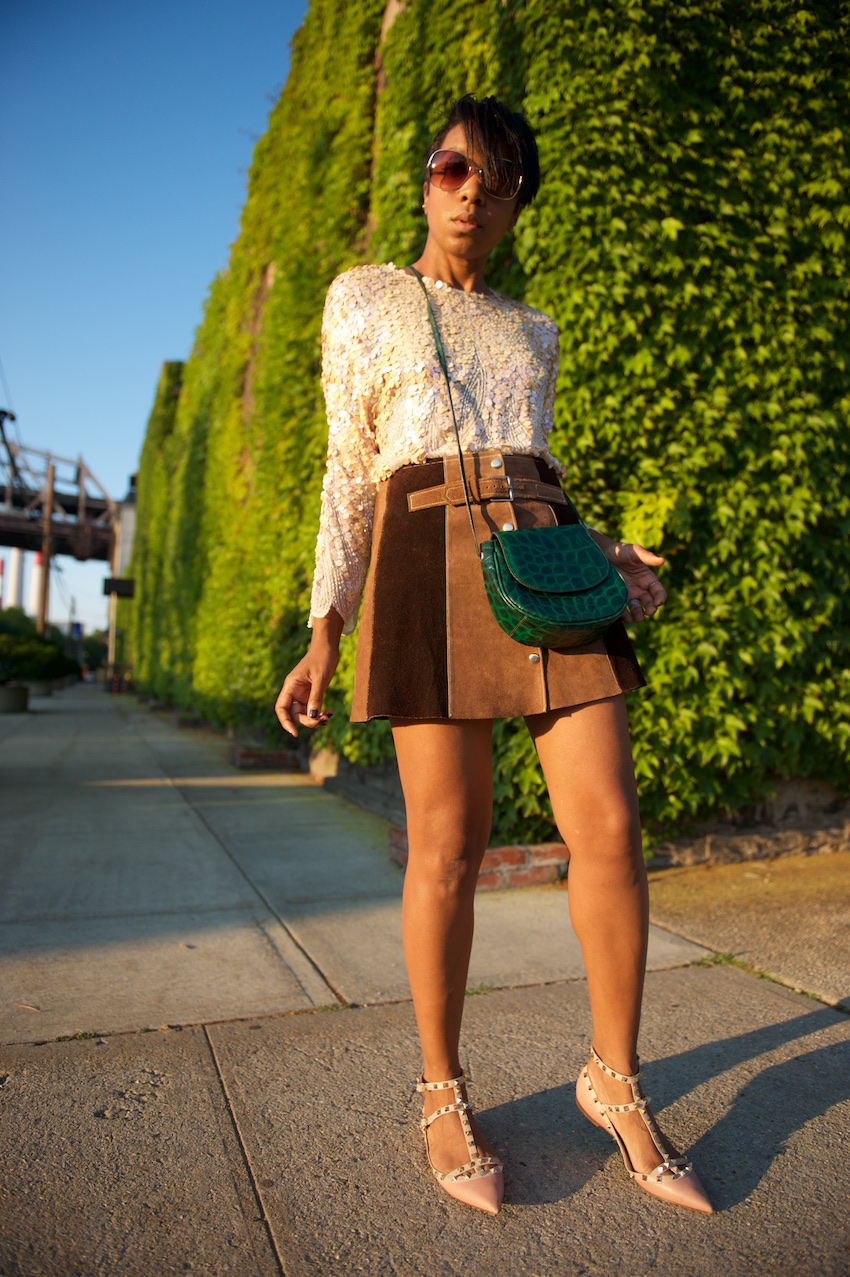 button front skirt, suede mini skirt, new york fashion bloggers